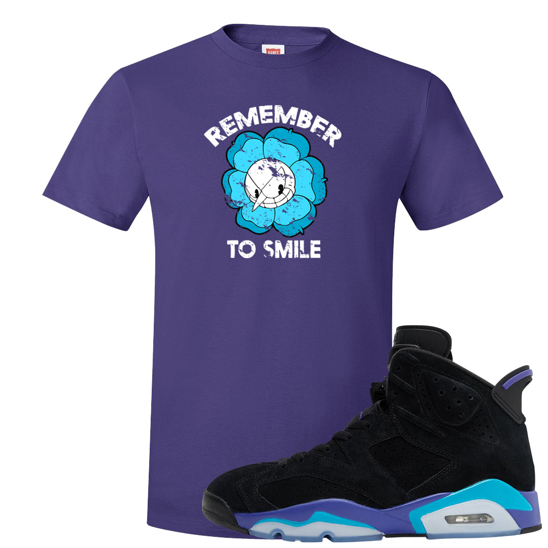 Aqua 6s T Shirt | Remember To Smile, Purple