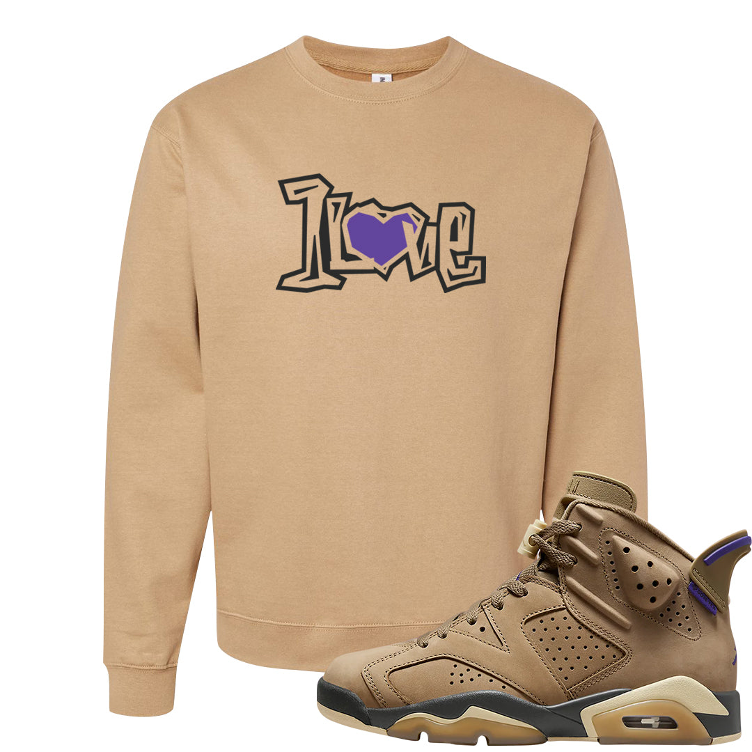 Brown Kelp 6s Crewneck Sweatshirt | 1 Love, Sandstone