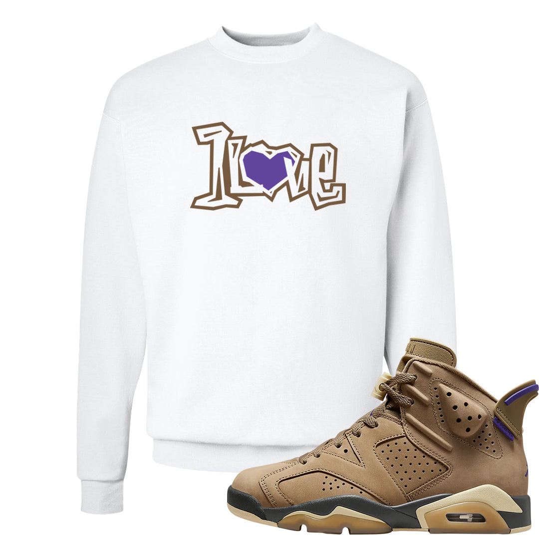 Brown Kelp 6s Crewneck Sweatshirt | 1 Love, White