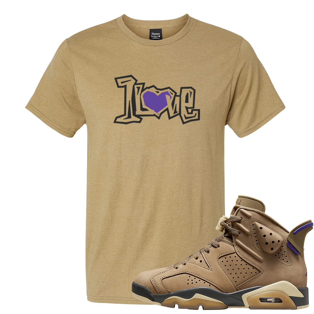 Brown Kelp 6s T Shirt | 1 Love, Brown Sugar Heather