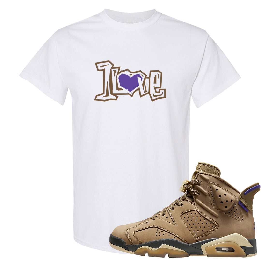 Brown Kelp 6s T Shirt | 1 Love, White