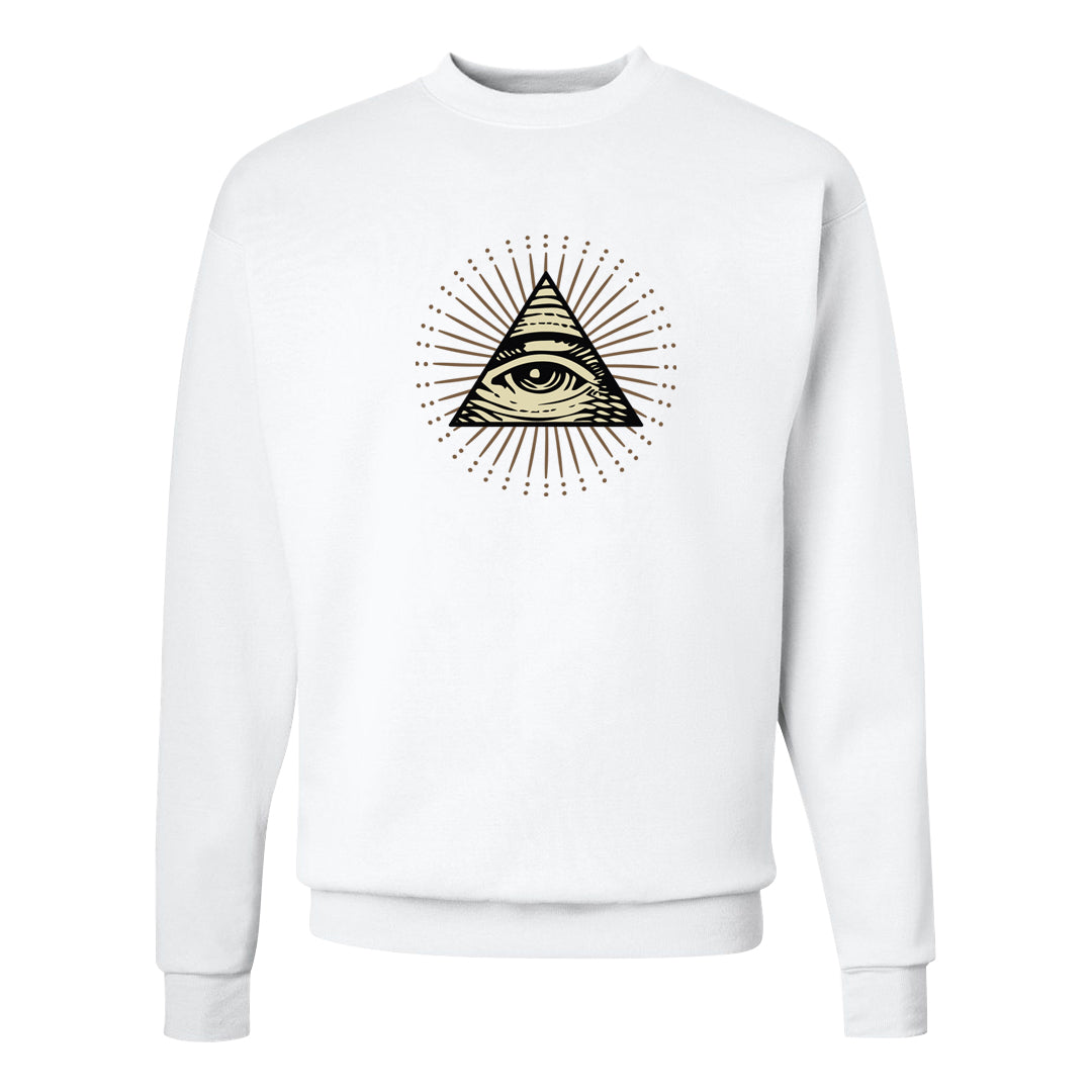 Brown Kelp 6s Crewneck Sweatshirt | All Seeing Eye, White