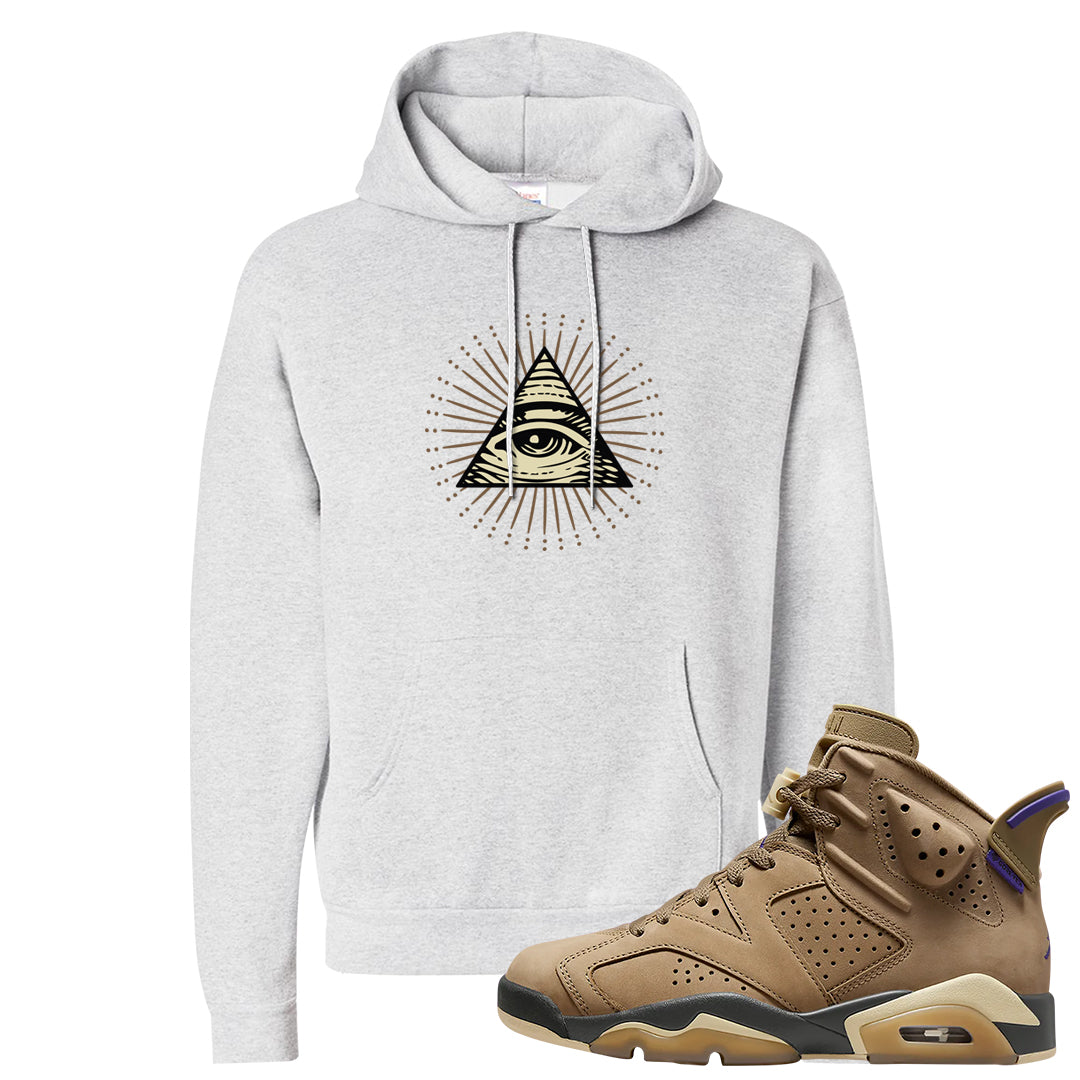 Brown Kelp 6s Hoodie | All Seeing Eye, Ash