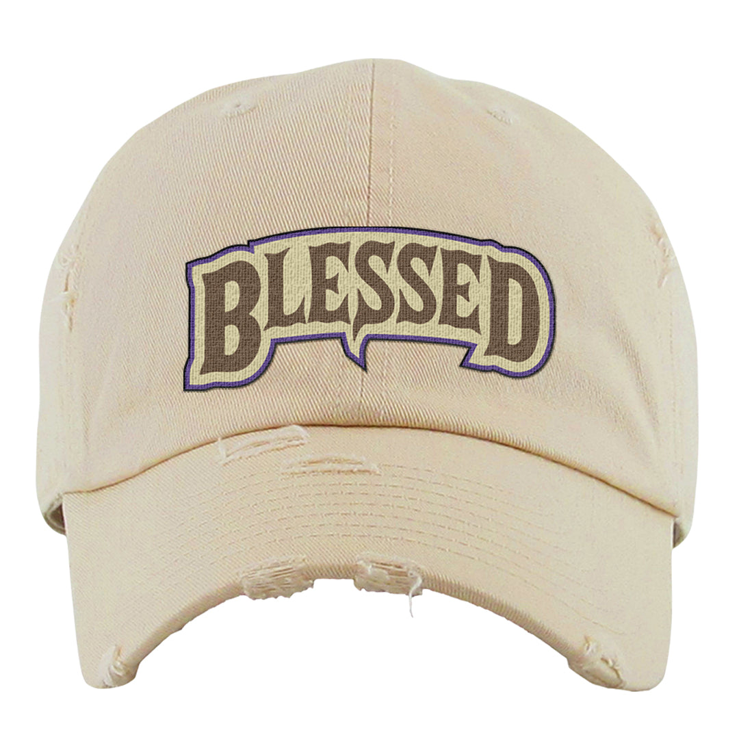 Brown Kelp 6s Distressed Dad Hat | Blessed Arch, Ivory
