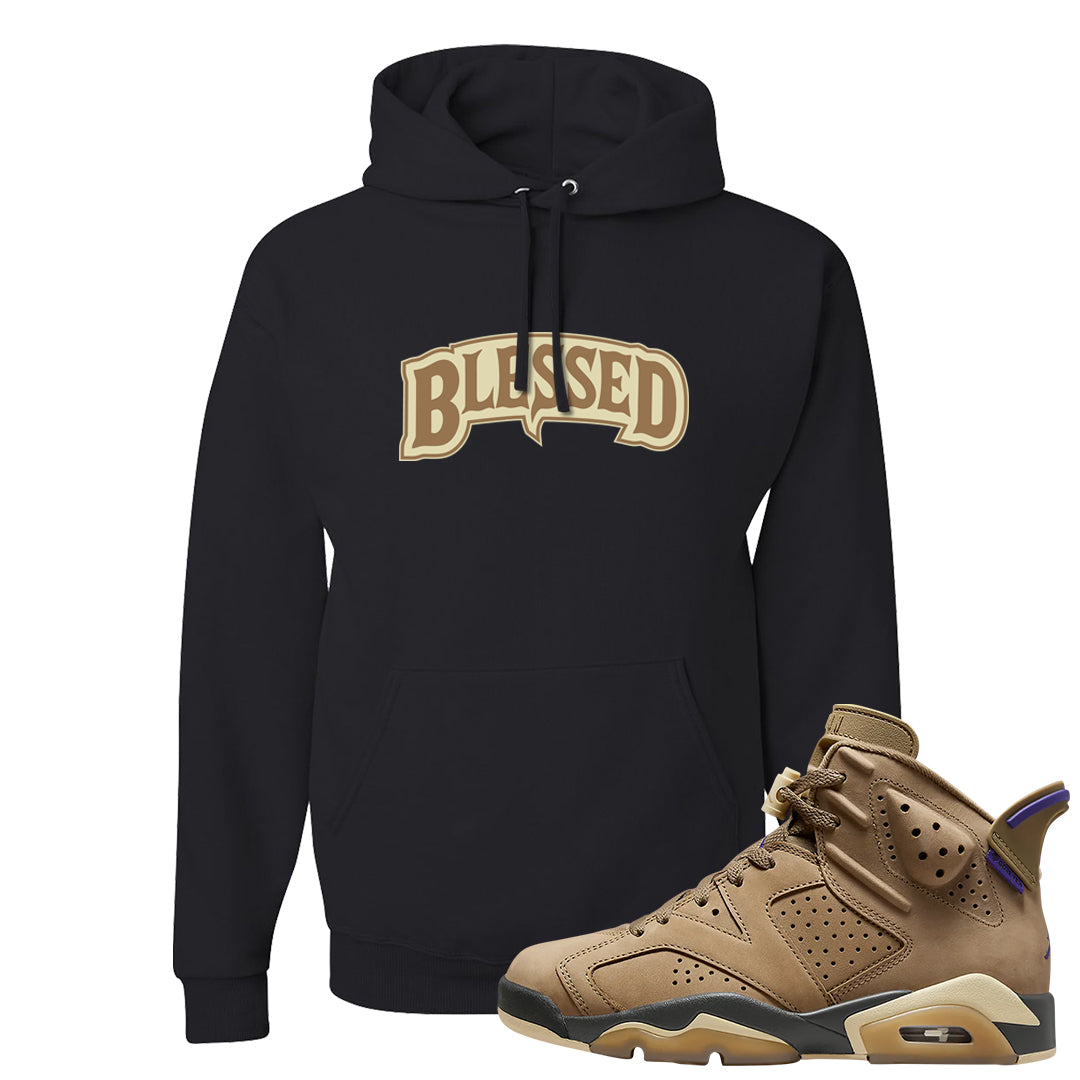 Brown Kelp 6s Hoodie | Blessed Arch, Black