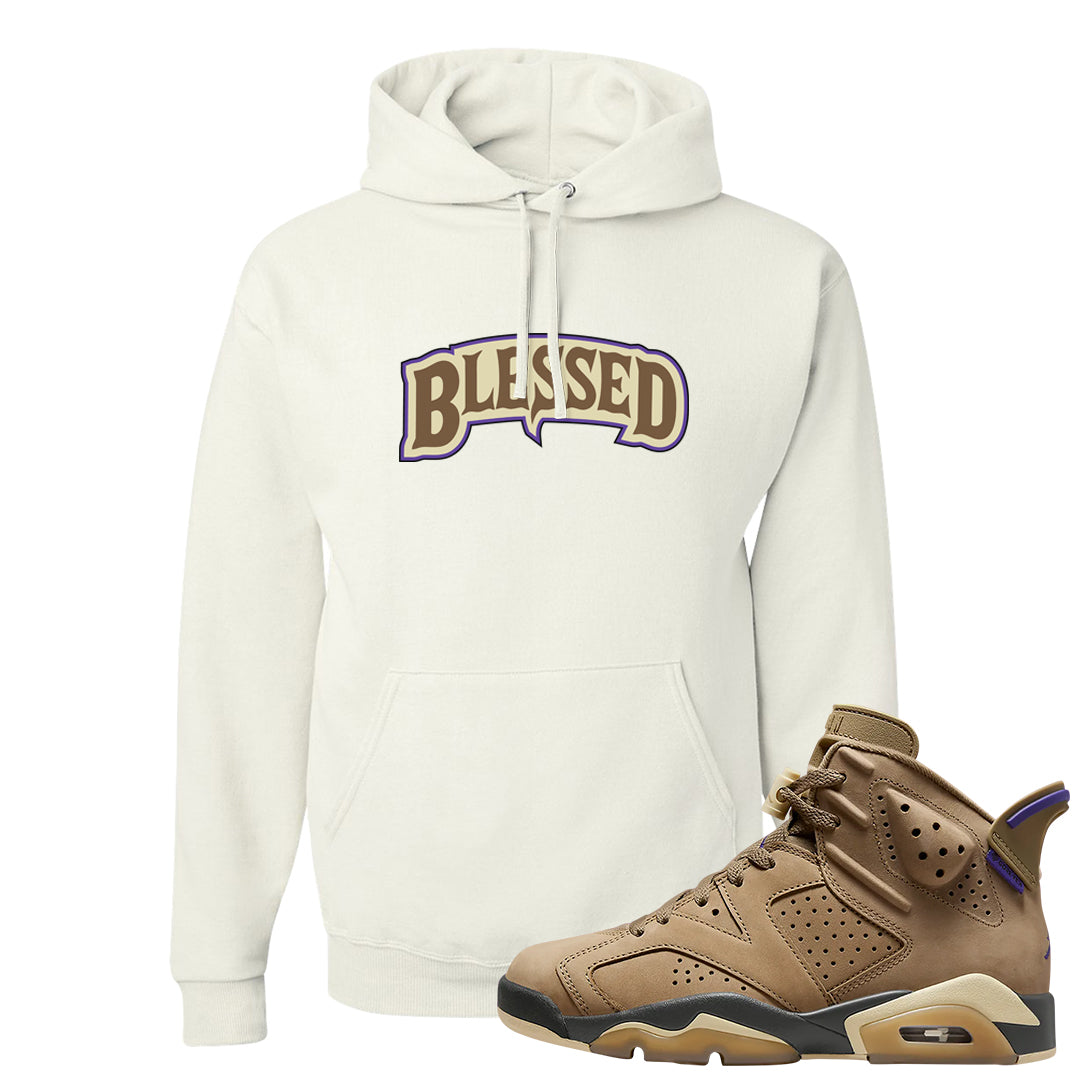 Brown Kelp 6s Hoodie | Blessed Arch, White