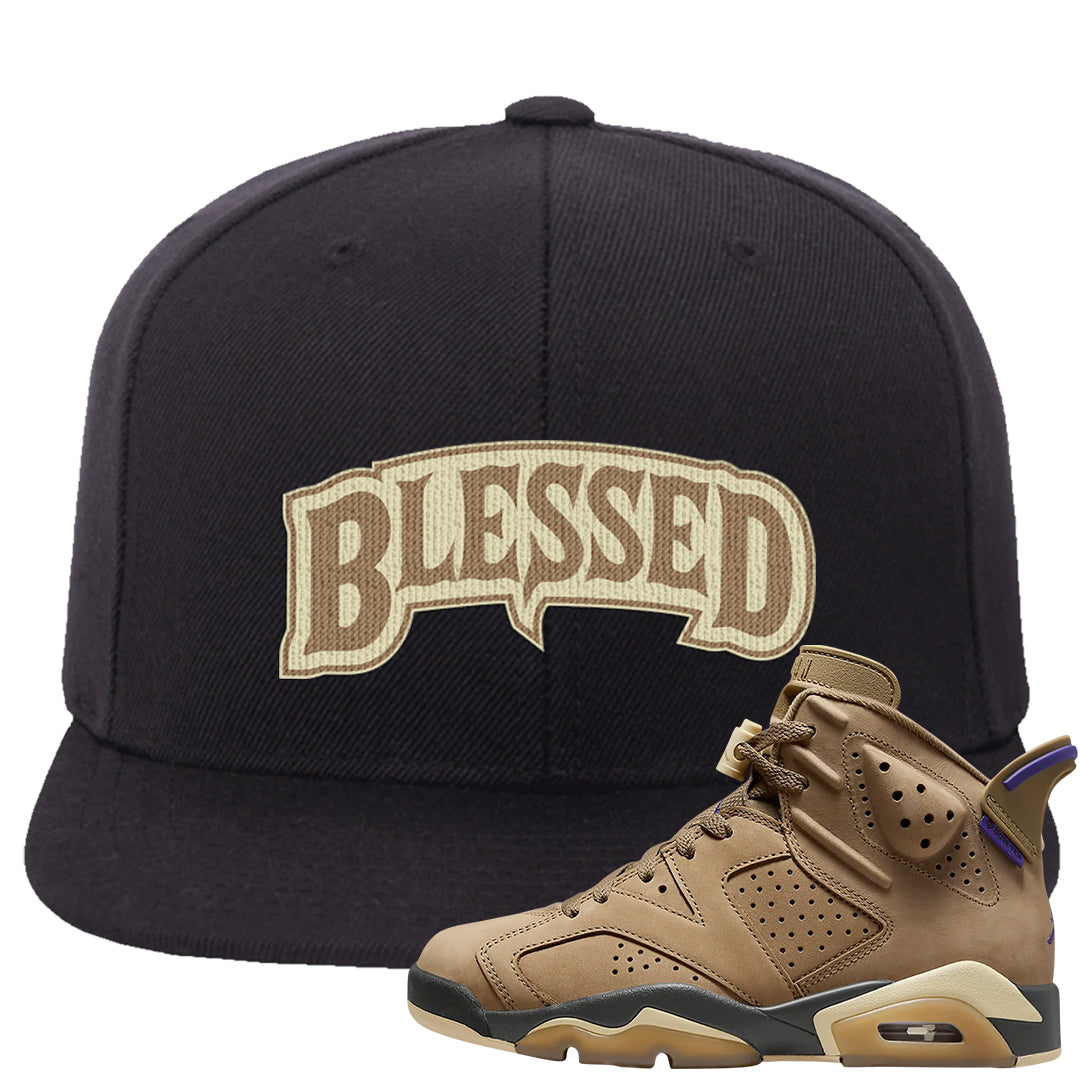 Brown Kelp 6s Snapback Hat | Blessed Arch, Black