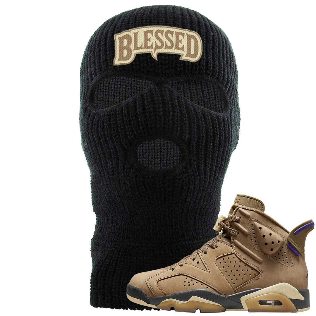 Brown Kelp 6s Ski Mask | Blessed Arch, Black