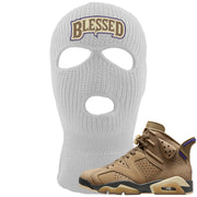 Brown Kelp 6s Ski Mask | Blessed Arch, White