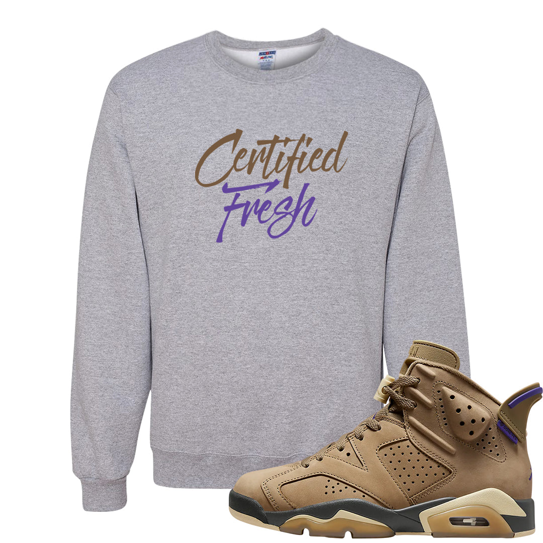 Brown Kelp 6s Crewneck Sweatshirt | Certified Fresh, Ash