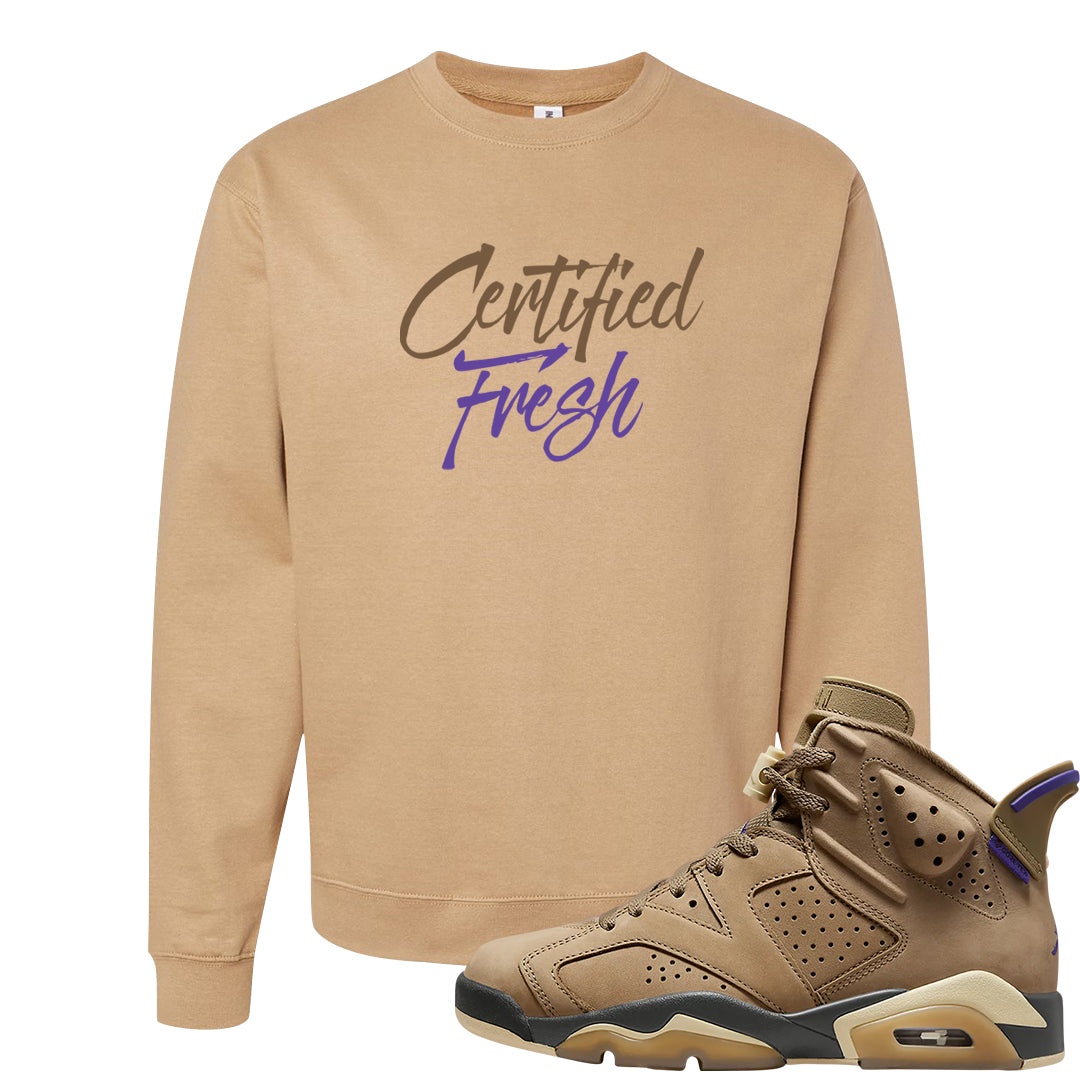 Brown Kelp 6s Crewneck Sweatshirt | Certified Fresh, Sandstone