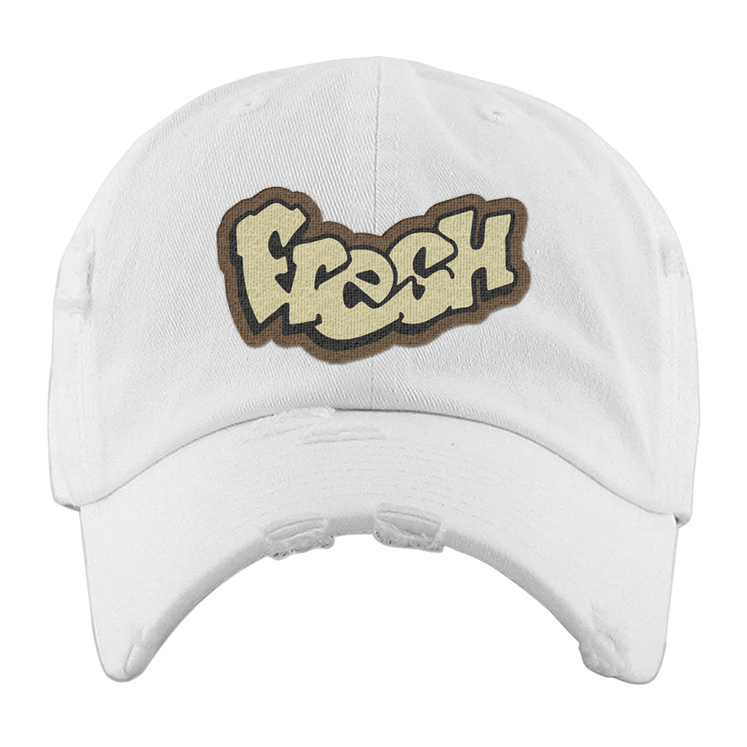 Brown Kelp 6s Distressed Dad Hat | Fresh, White