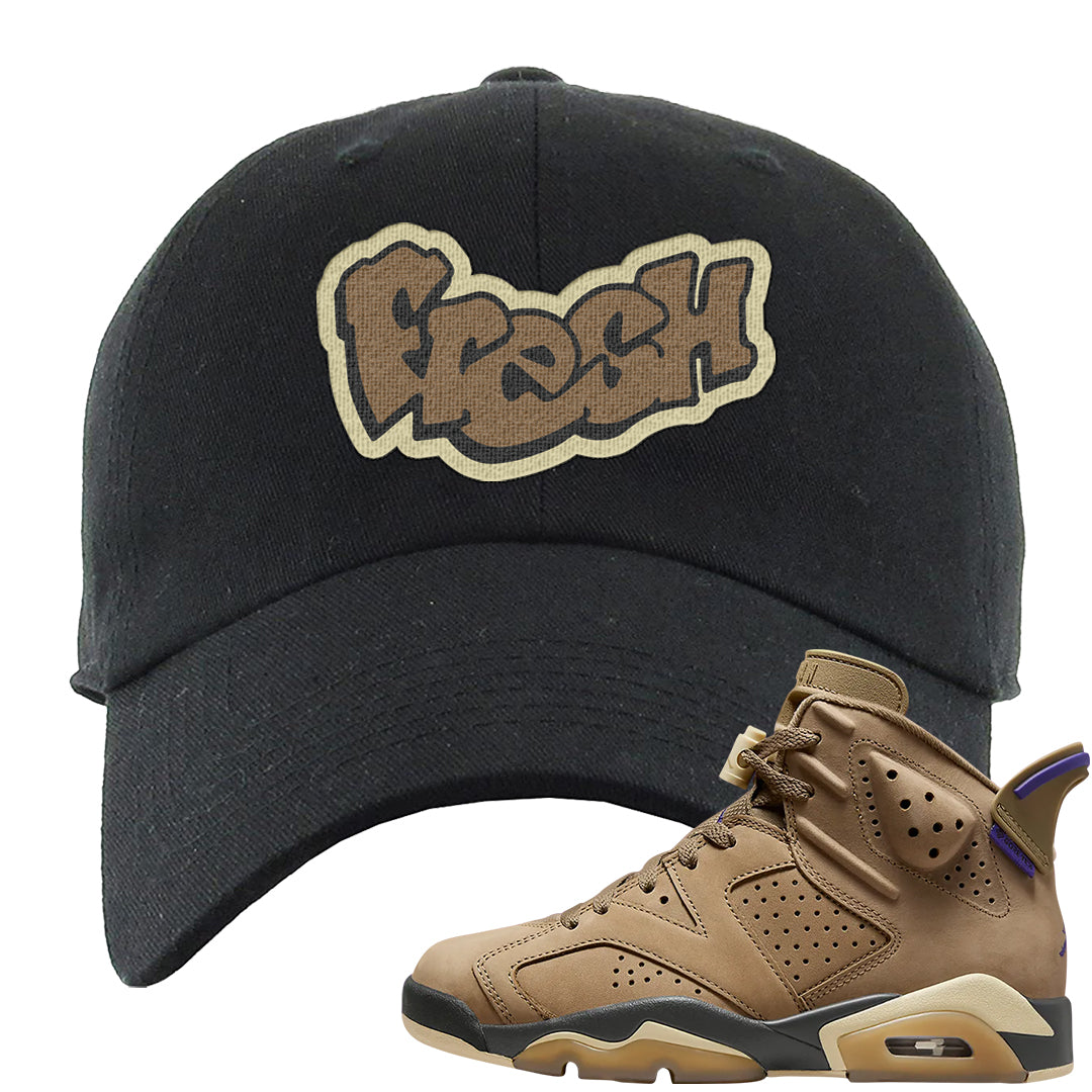 Brown Kelp 6s Dad Hat | Fresh, Black