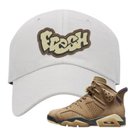 Brown Kelp 6s Dad Hat | Fresh, White