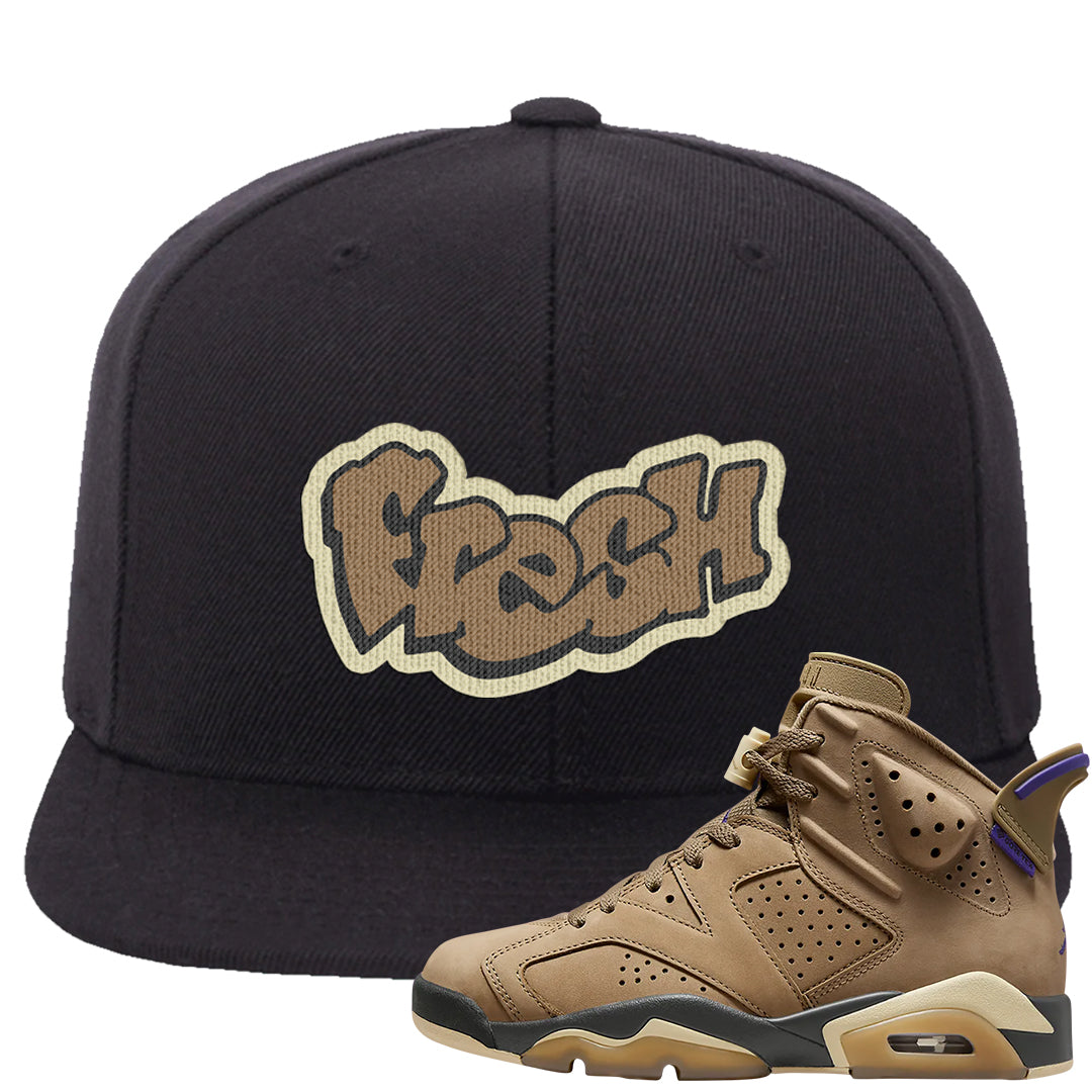 Brown Kelp 6s Snapback Hat | Fresh, Black