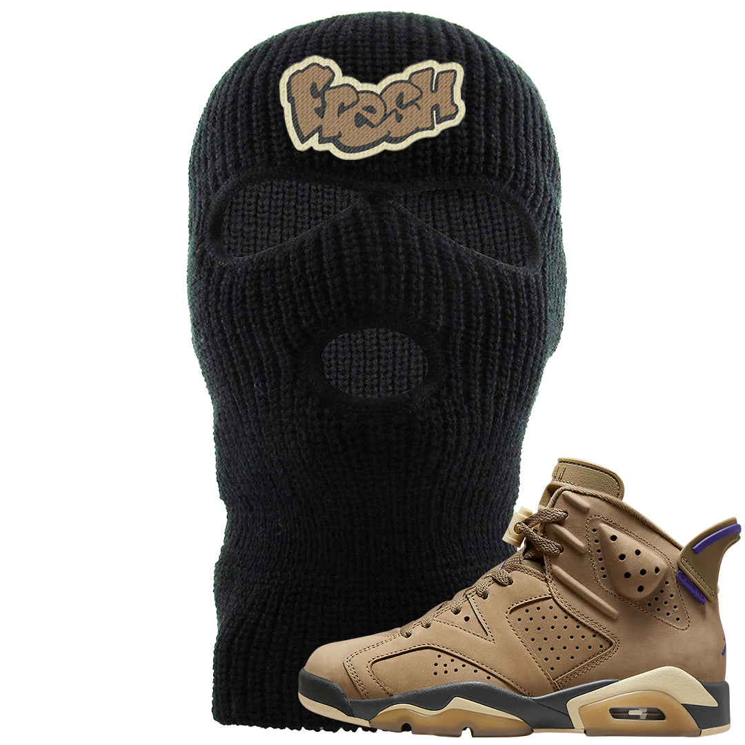 Brown Kelp 6s Ski Mask | Fresh, Black