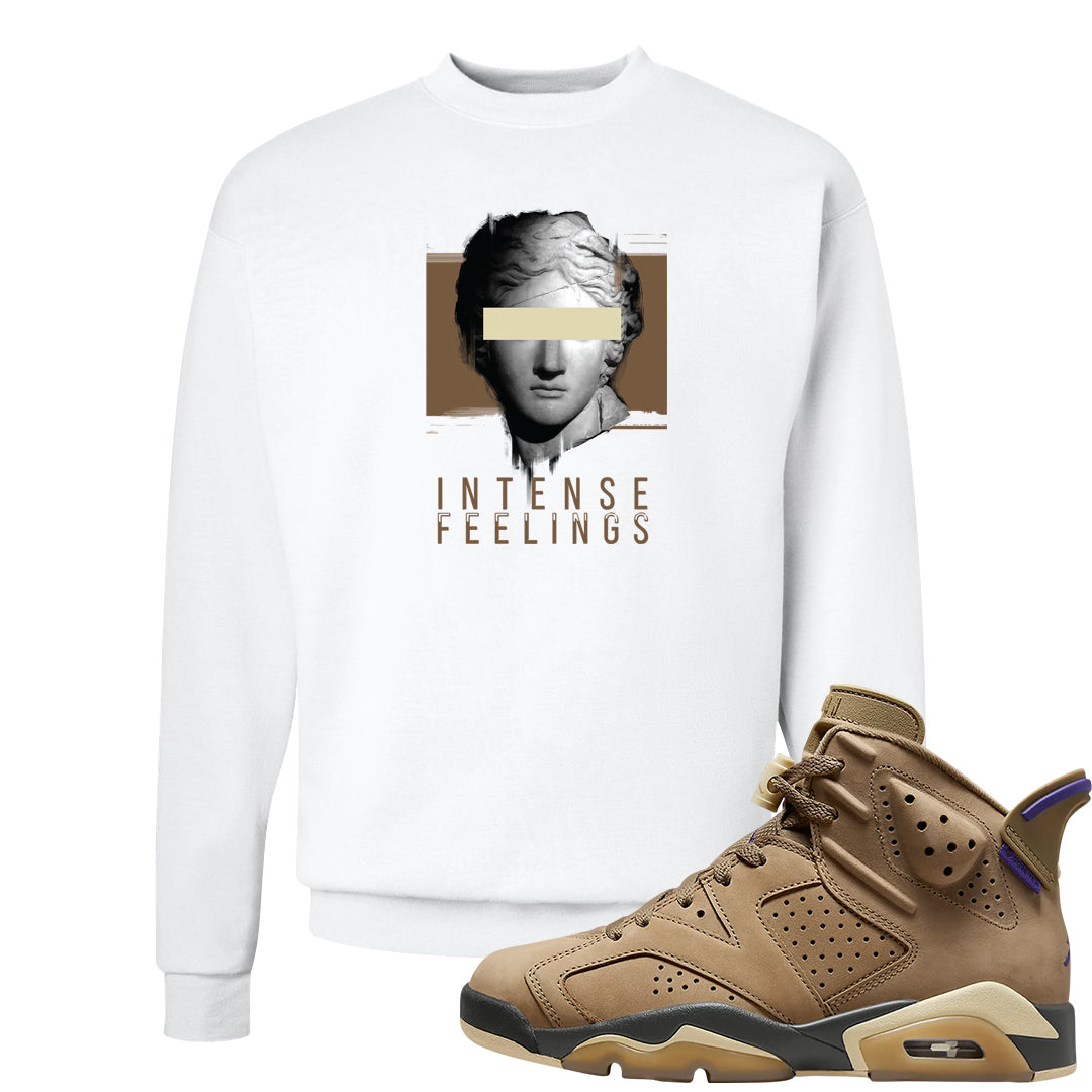 Brown Kelp 6s Crewneck Sweatshirt | Intense Feelings, White