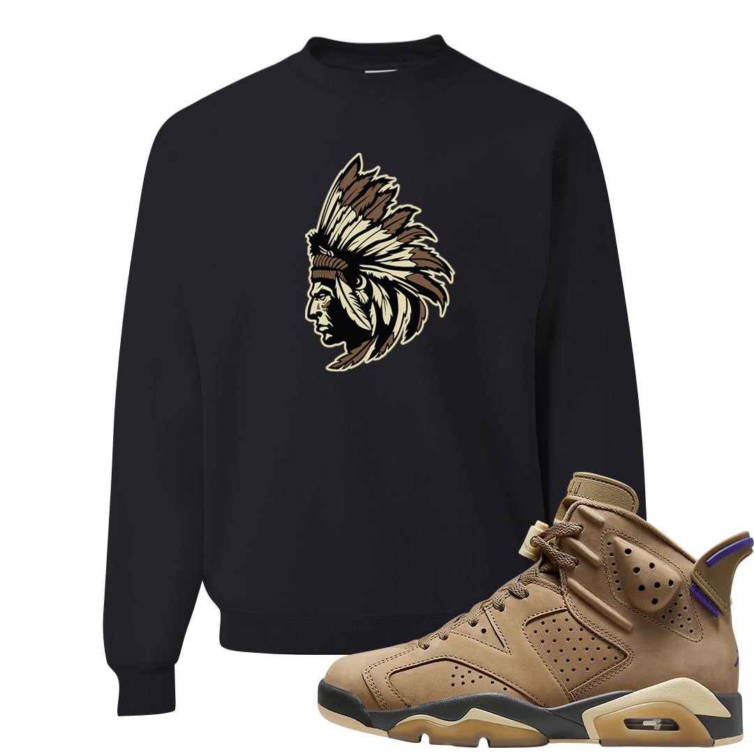 Brown Kelp 6s Crewneck Sweatshirt | Indian Chief, Black