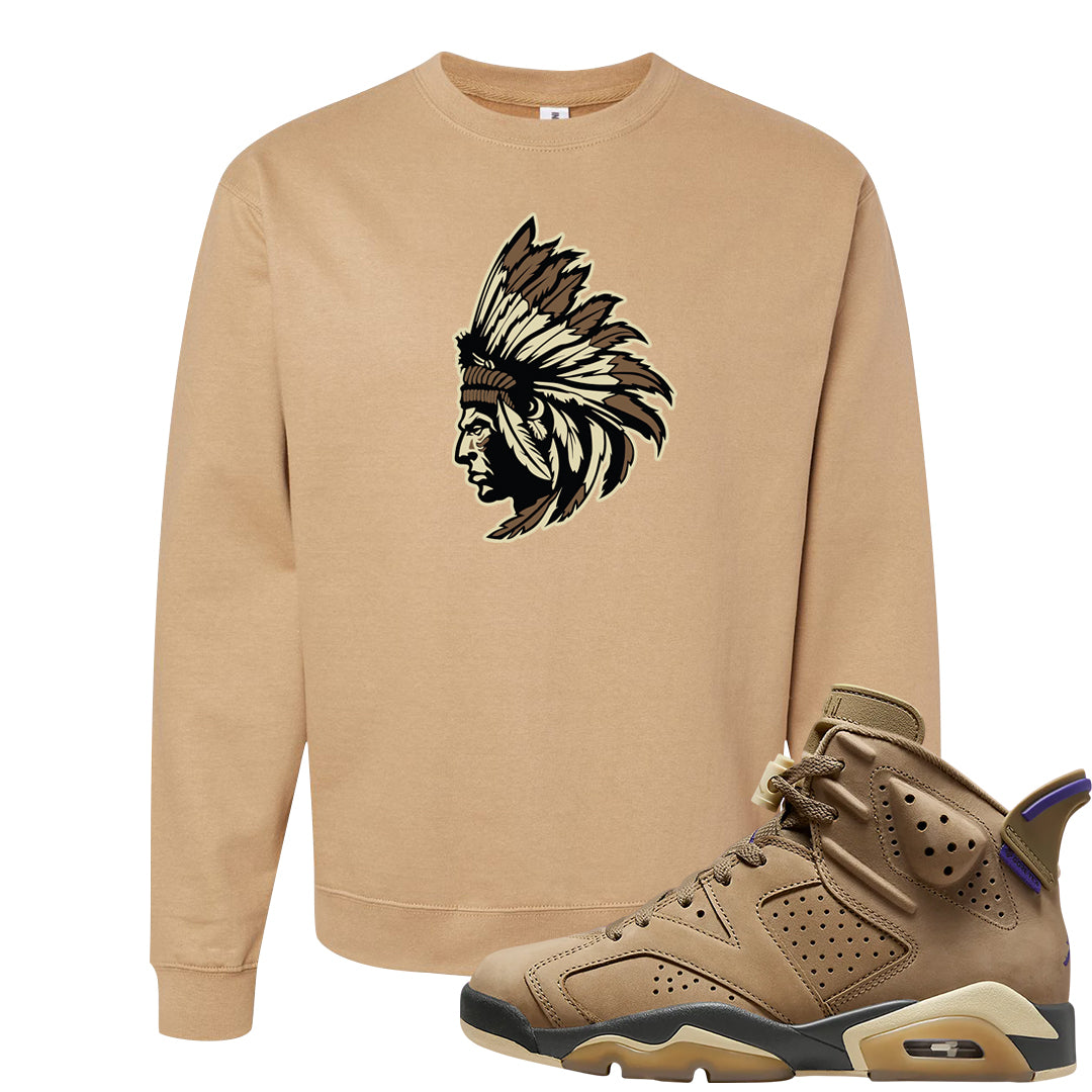 Brown Kelp 6s Crewneck Sweatshirt | Indian Chief, Sandstone