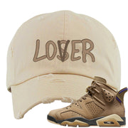 Brown Kelp 6s Distressed Dad Hat | Lover, Ivory