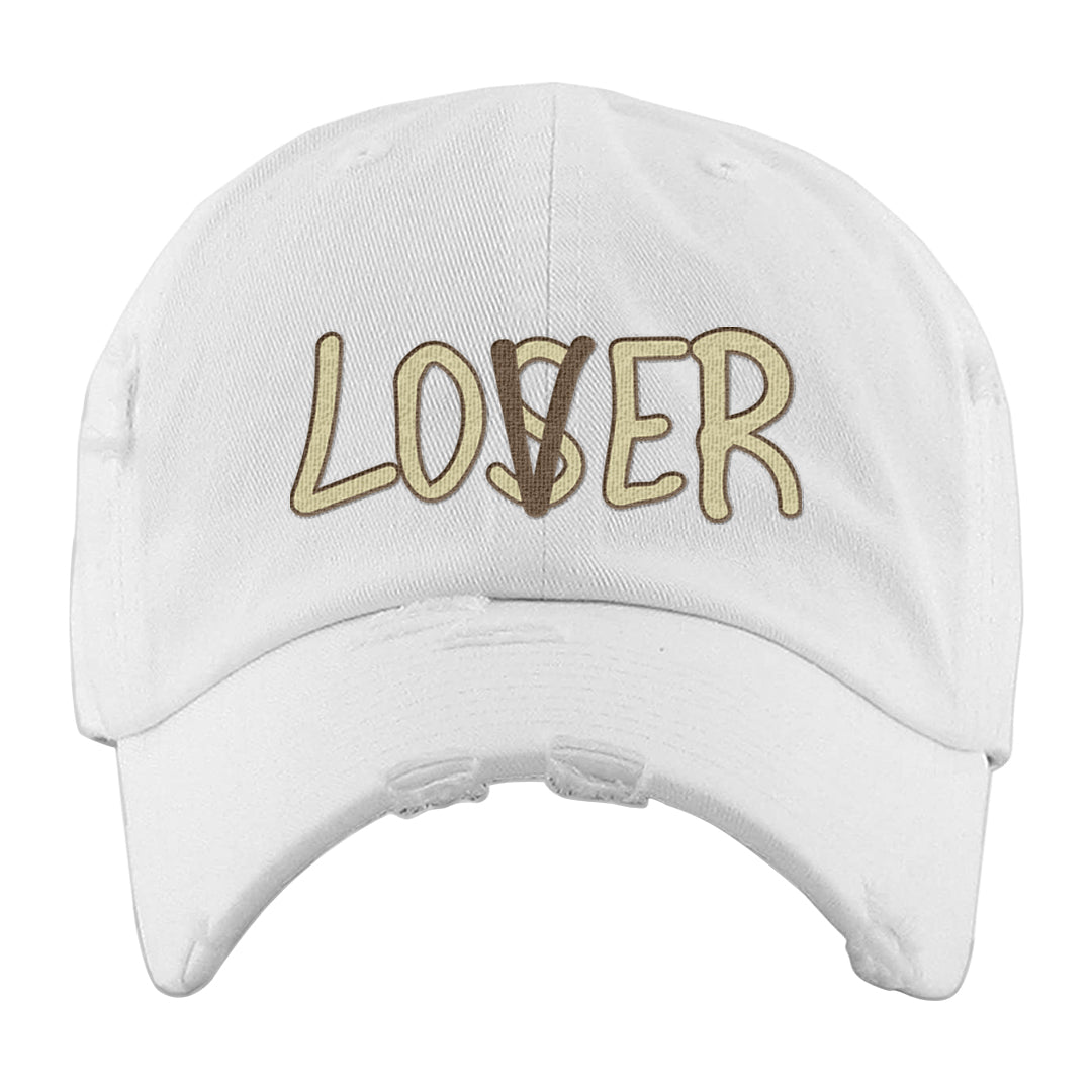 Brown Kelp 6s Distressed Dad Hat | Lover, White