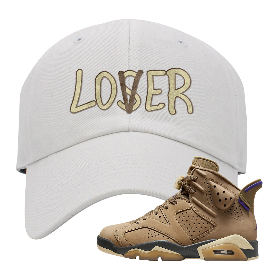 Brown Kelp 6s Dad Hat | Lover, White