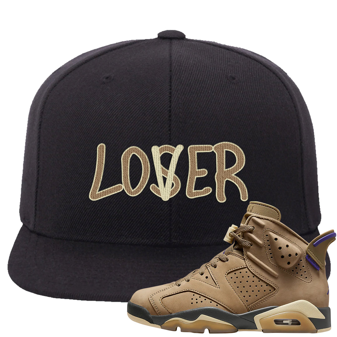 Brown Kelp 6s Snapback Hat | Lover, Black