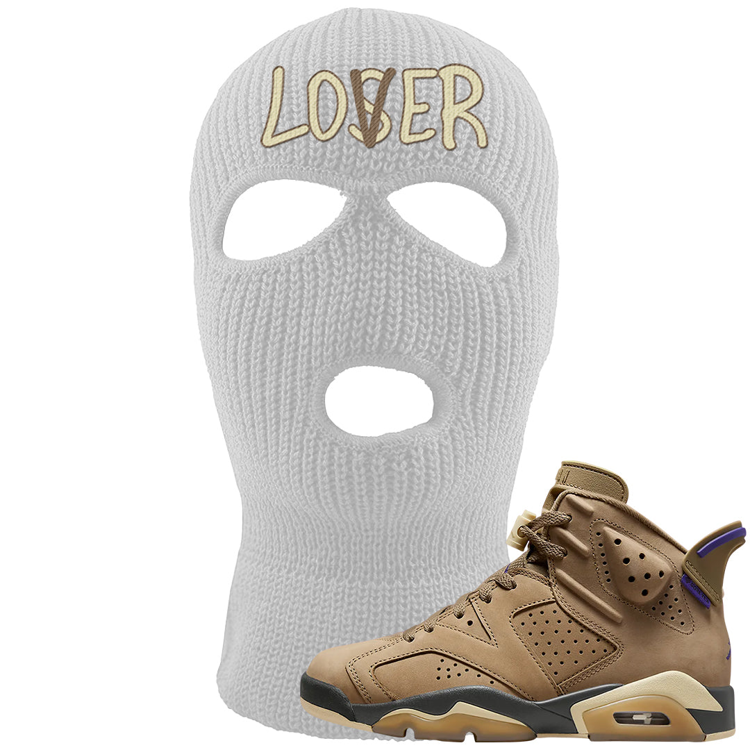 Brown Kelp 6s Ski Mask | Lover, White