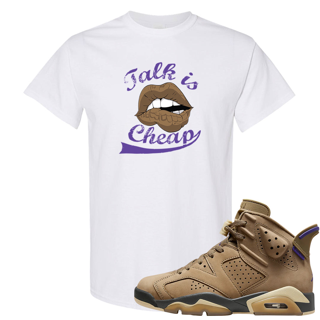 Brown Kelp 6s T Shirt | Talk Lips, White