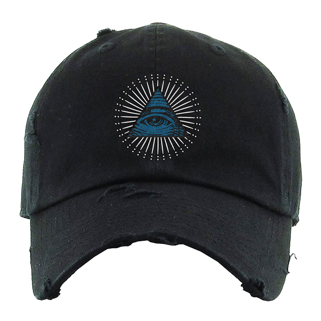 Golf Olympic Low 6s Distressed Dad Hat | All Seeing Eye, Black