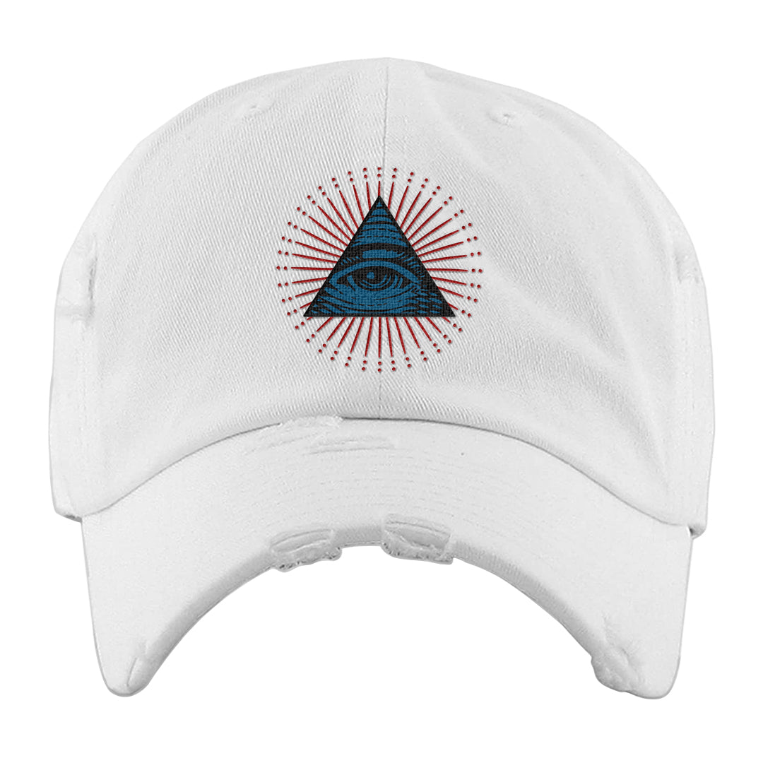 Golf Olympic Low 6s Distressed Dad Hat | All Seeing Eye, White