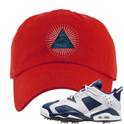 Golf Olympic Low 6s Dad Hat | All Seeing Eye, Red