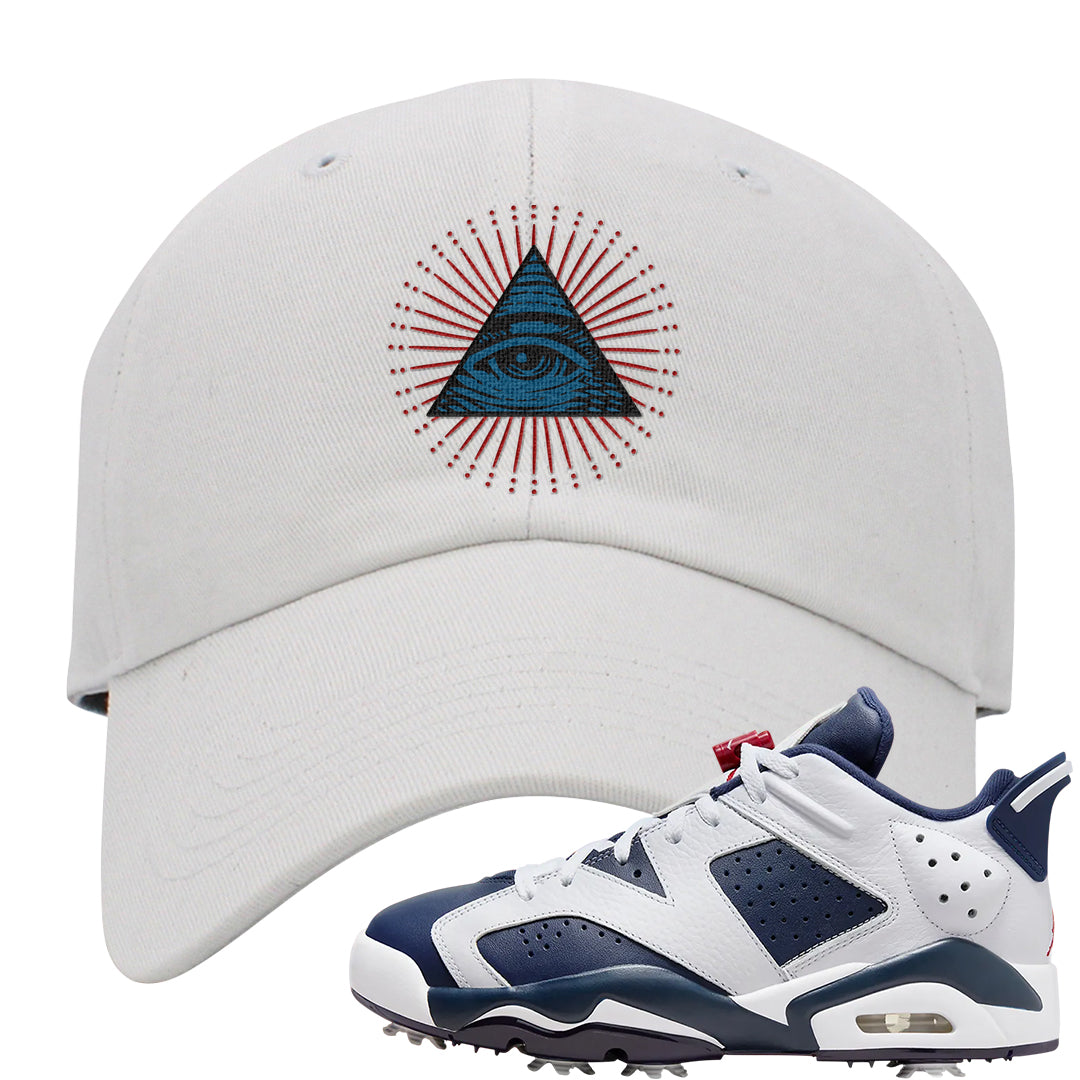 Golf Olympic Low 6s Dad Hat | All Seeing Eye, White