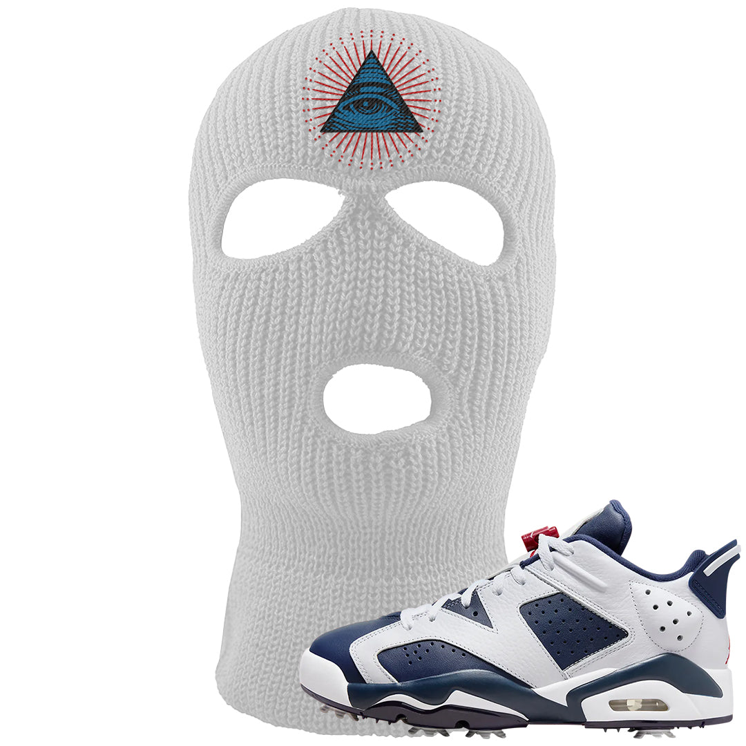 Golf Olympic Low 6s Ski Mask | All Seeing Eye, White