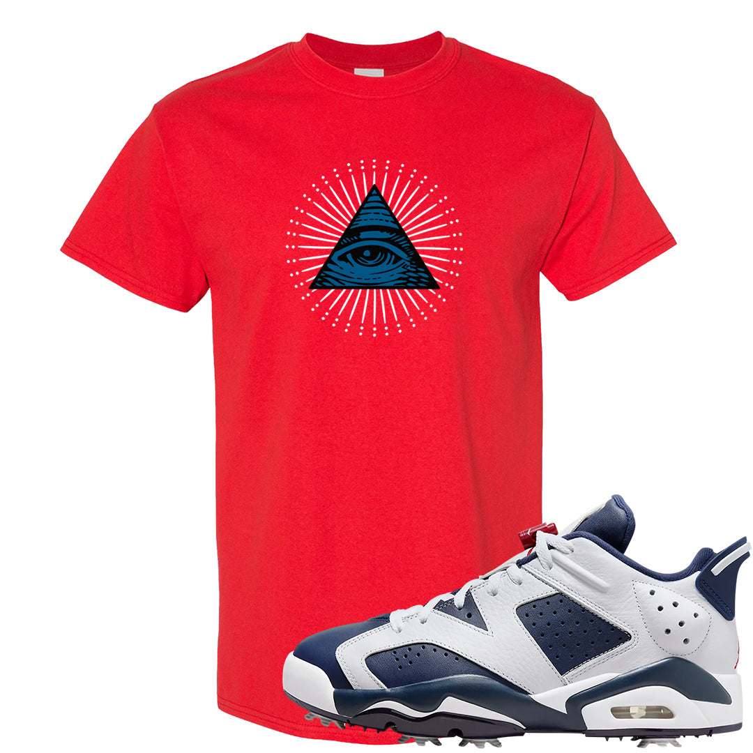 Golf Olympic Low 6s T Shirt | All Seeing Eye, Red