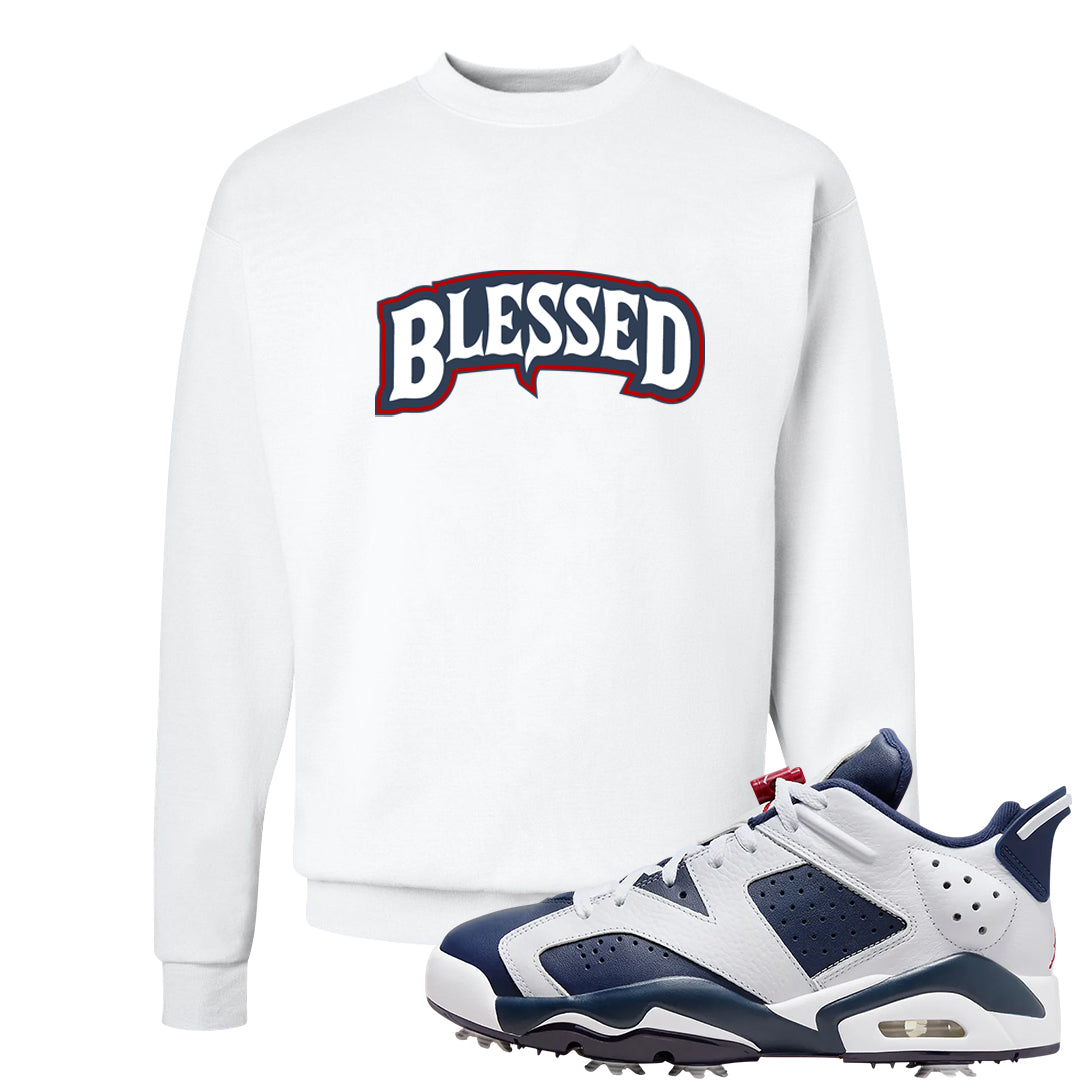 Golf Olympic Low 6s Crewneck Sweatshirt | Blessed Arch, White