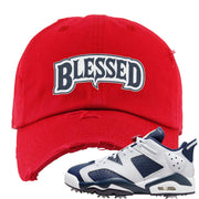 Golf Olympic Low 6s Distressed Dad Hat | Blessed Arch, Red