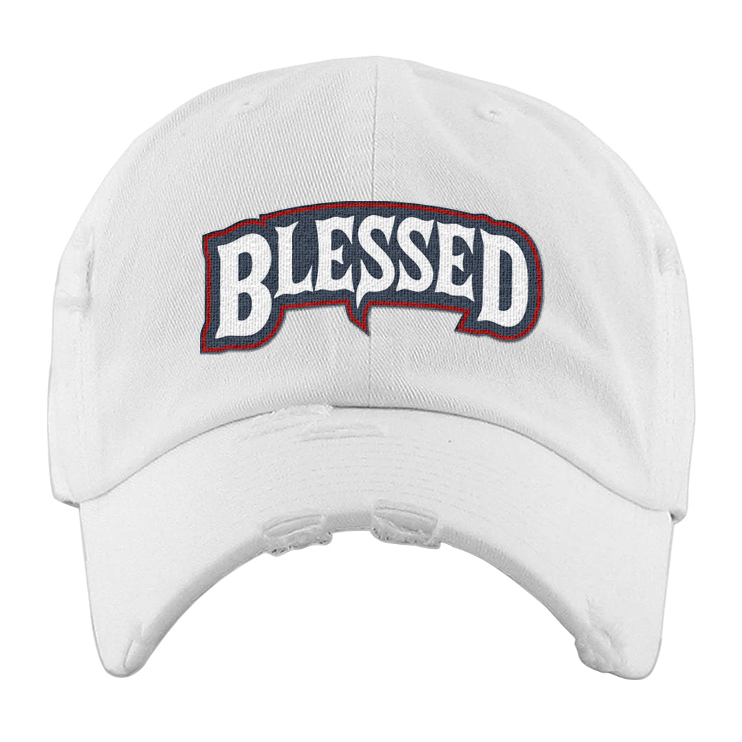 Golf Olympic Low 6s Distressed Dad Hat | Blessed Arch, White