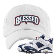 Golf Olympic Low 6s Distressed Dad Hat | Blessed Arch, White