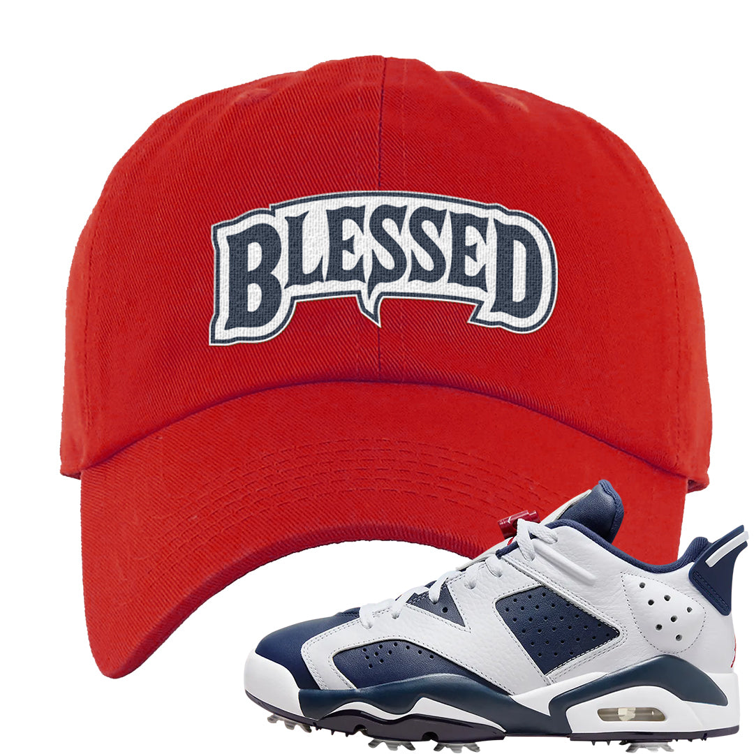 Golf Olympic Low 6s Dad Hat | Blessed Arch, Red