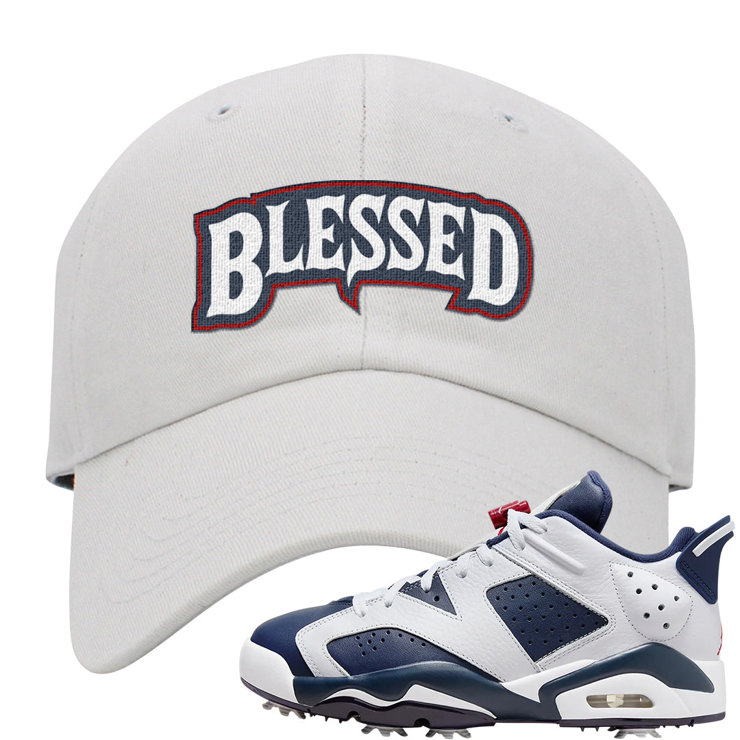 Golf Olympic Low 6s Dad Hat | Blessed Arch, White