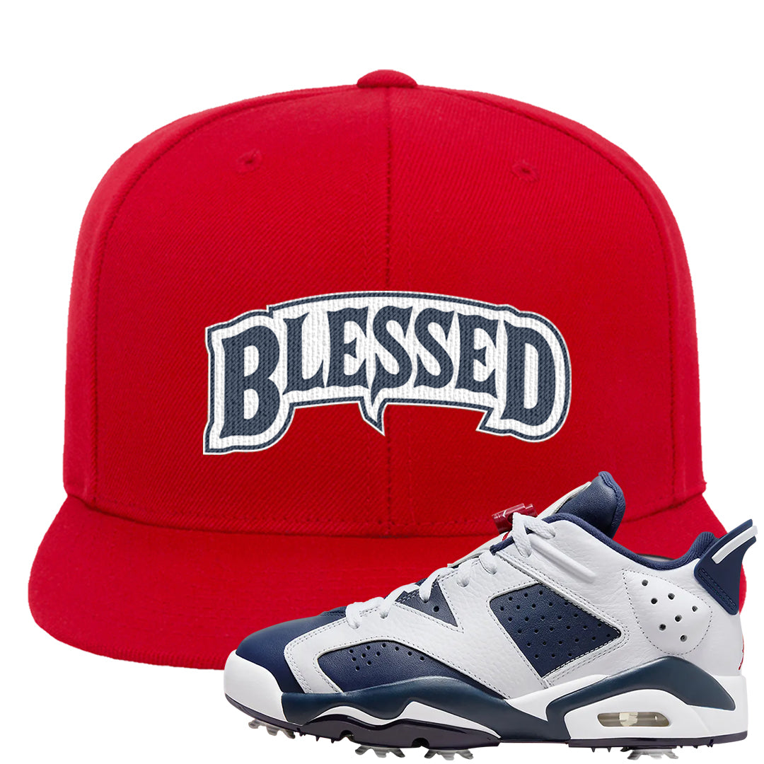 Golf Olympic Low 6s Snapback Hat | Blessed Arch, Red