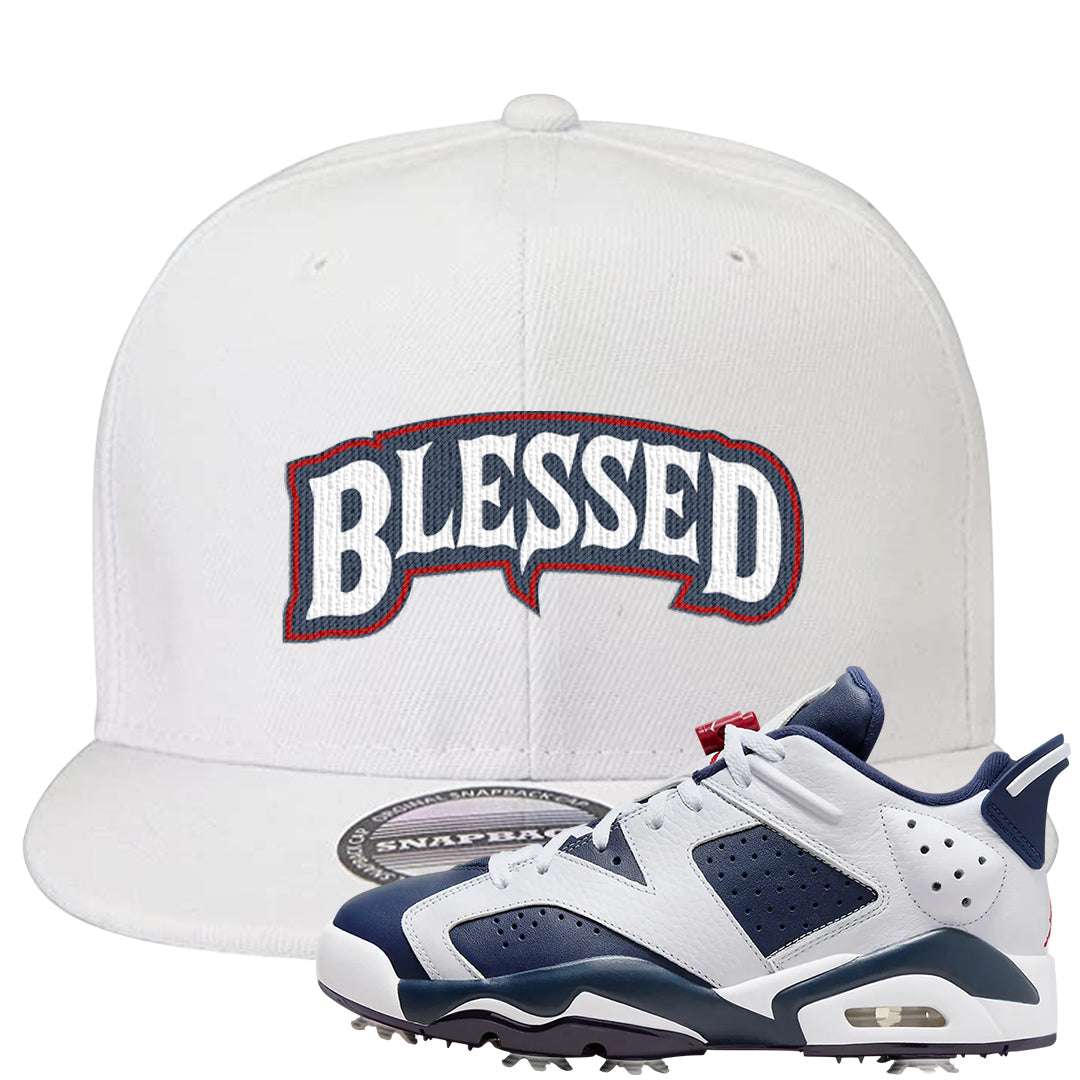 Golf Olympic Low 6s Snapback Hat | Blessed Arch, White