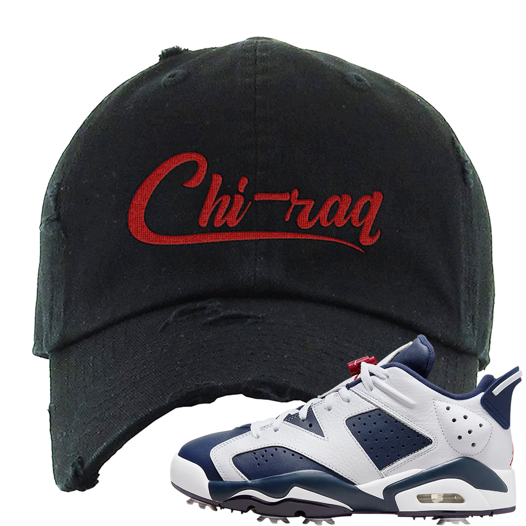 Golf Olympic Low 6s Distressed Dad Hat | Chiraq, Black