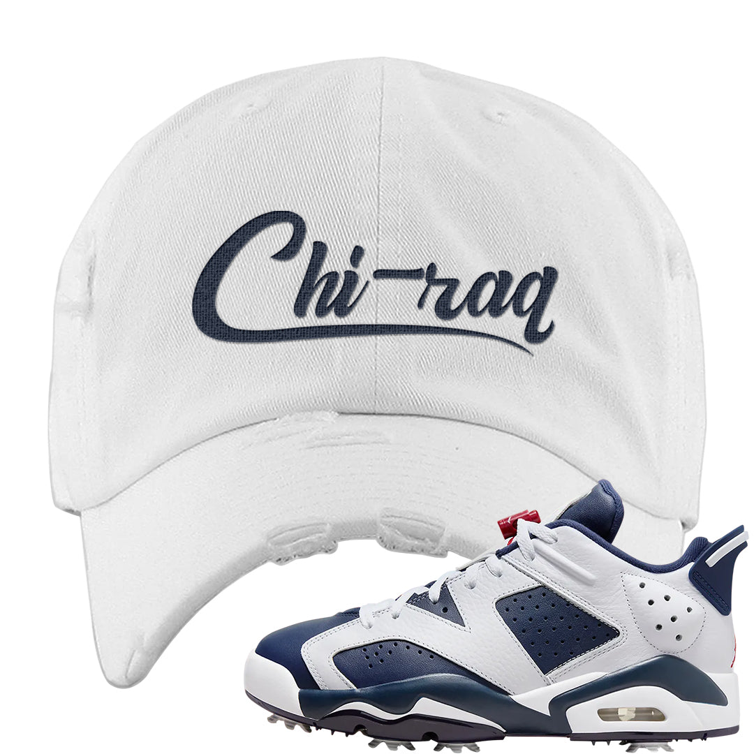 Golf Olympic Low 6s Distressed Dad Hat | Chiraq, White