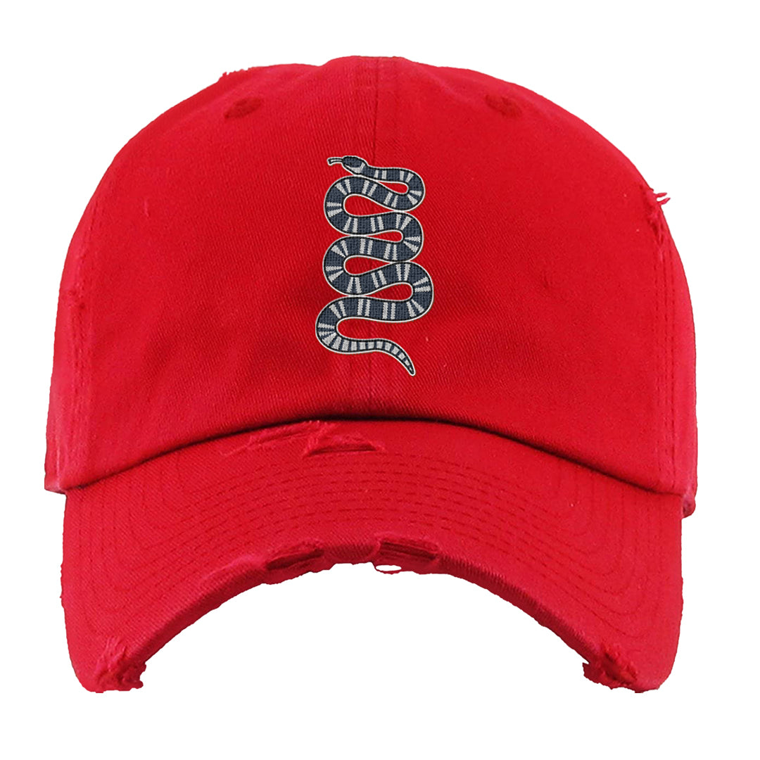 Golf Olympic Low 6s Distressed Dad Hat | Coiled Snake, Red