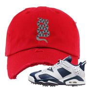 Golf Olympic Low 6s Distressed Dad Hat | Coiled Snake, Red