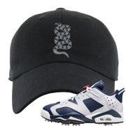 Golf Olympic Low 6s Dad Hat | Coiled Snake, Black