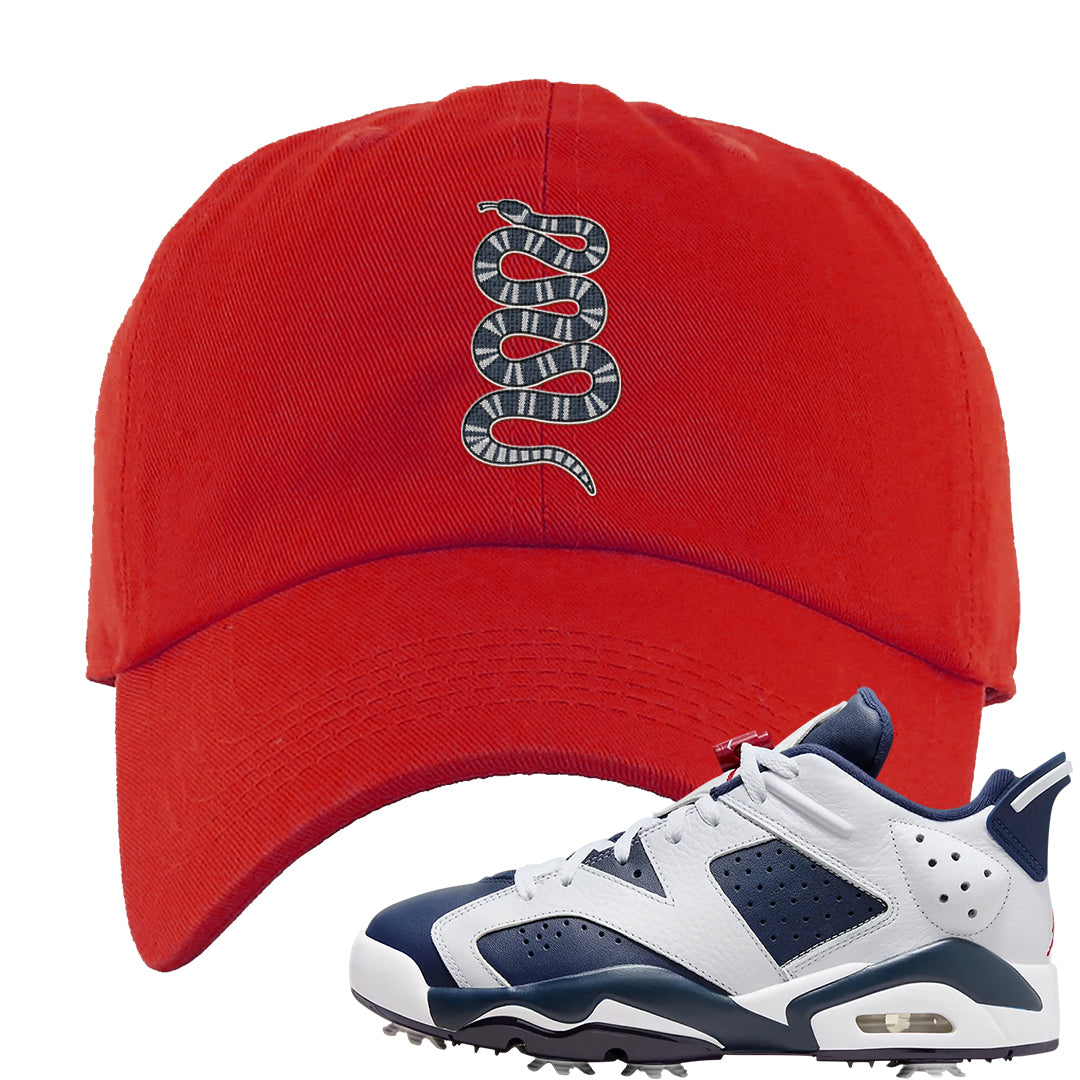 Golf Olympic Low 6s Dad Hat | Coiled Snake, Red