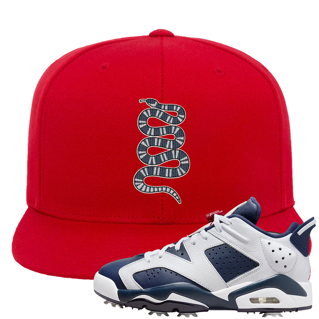 Golf Olympic Low 6s Snapback Hat | Coiled Snake, Red